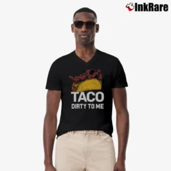 Men’s Deadpool Taco Dirty To Me Marvel Comic V-Neck Tee in black | Sharp, Breathable, Everyday Staple