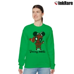 Women’s Deadpool Vacay Mode Marvel Mickey Mouse Balloons Relaxed Sweatshirt in irish green | Soft, Laid-Back Vibe