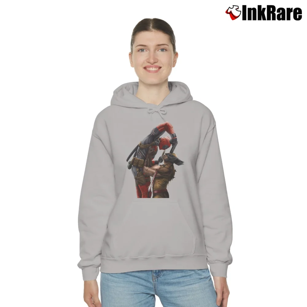 Women’s Deadpool Vs Wolverine Marvel Comics Fighting Cozy Hoodie in sport grey | Warm, Structured, Stylish