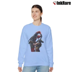 Women’s Deadpool Vs Wolverine Marvel Comics Fighting Relaxed Sweatshirt in light blue | Soft, Laid-Back Vibe
