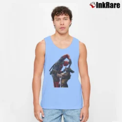 Men’s Deadpool Vs Wolverine Marvel Comics Fighting Tank Top in light blue | Breathable, Active-Friendly Design