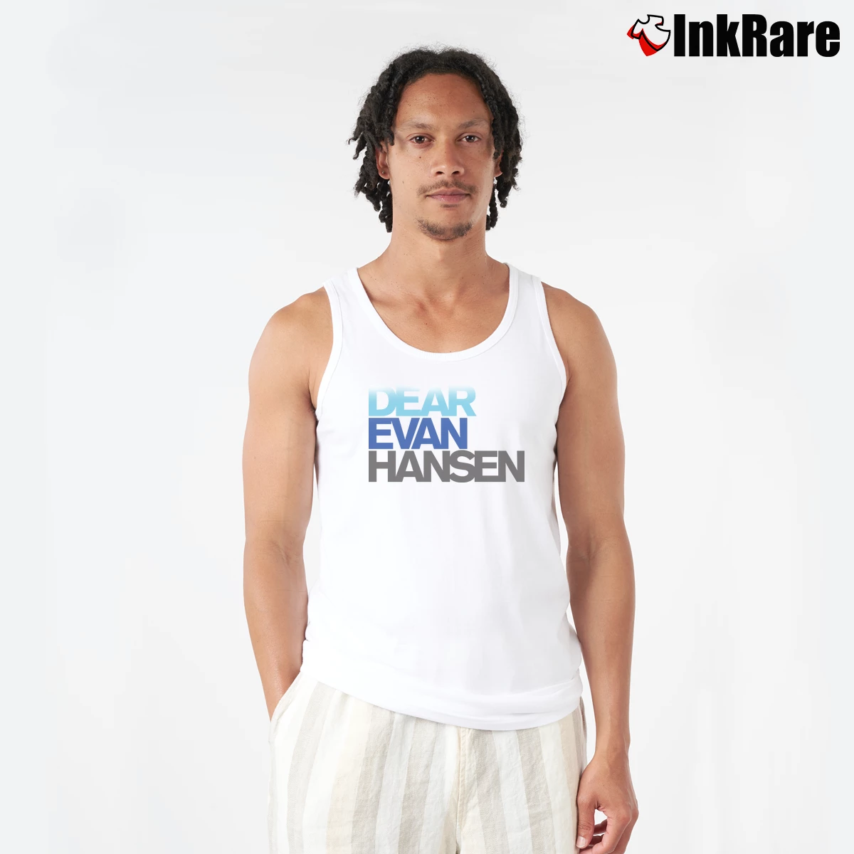 Dear Evan Hansen Men’s Performance Tank in white – Lightweight Comfort Men’s Dear Evan Hansen Tank Top in white | Breathable, Active-Friendly Design