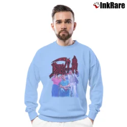 Men’s Death Spiritual Healing Metal Band Crewneck Sweatshirt in light blue | Cozy Fabric, Clean Style