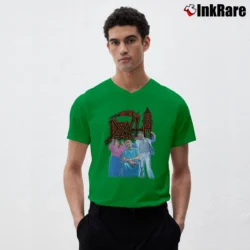Men’s Death Spiritual Healing Metal Band V-Neck Tee in irish green | Sharp, Breathable, Everyday Staple