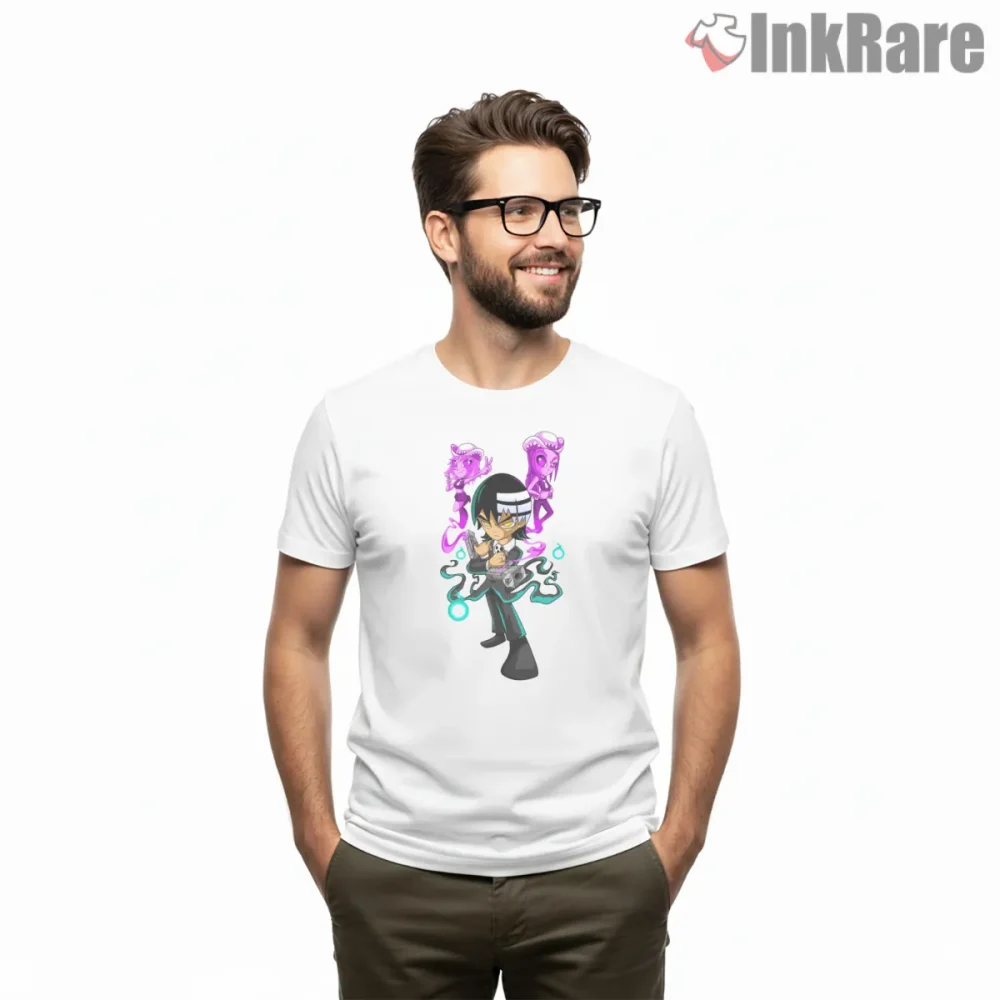 Death The Kid Power Aura Chibi Anime Shirt on white short sleeve shirt for men graphic tee