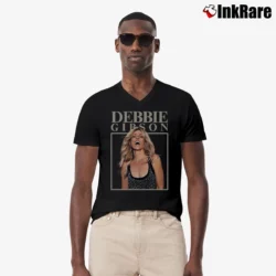 Men’s Debbie Gibson 1980s Style V-Neck Tee in black | Sharp, Breathable, Everyday Staple