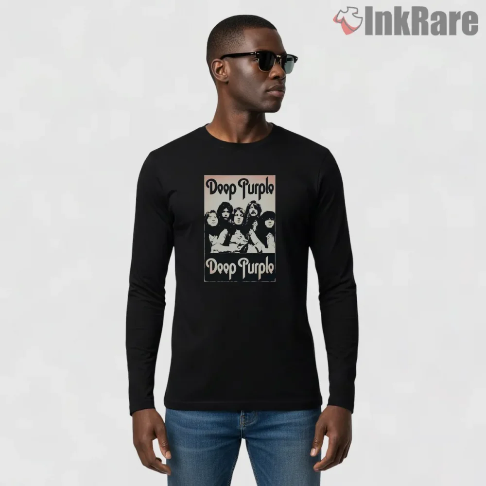 Deep Purple Classic Band Photo Shirt on black long sleeve shirt for men graphic tee