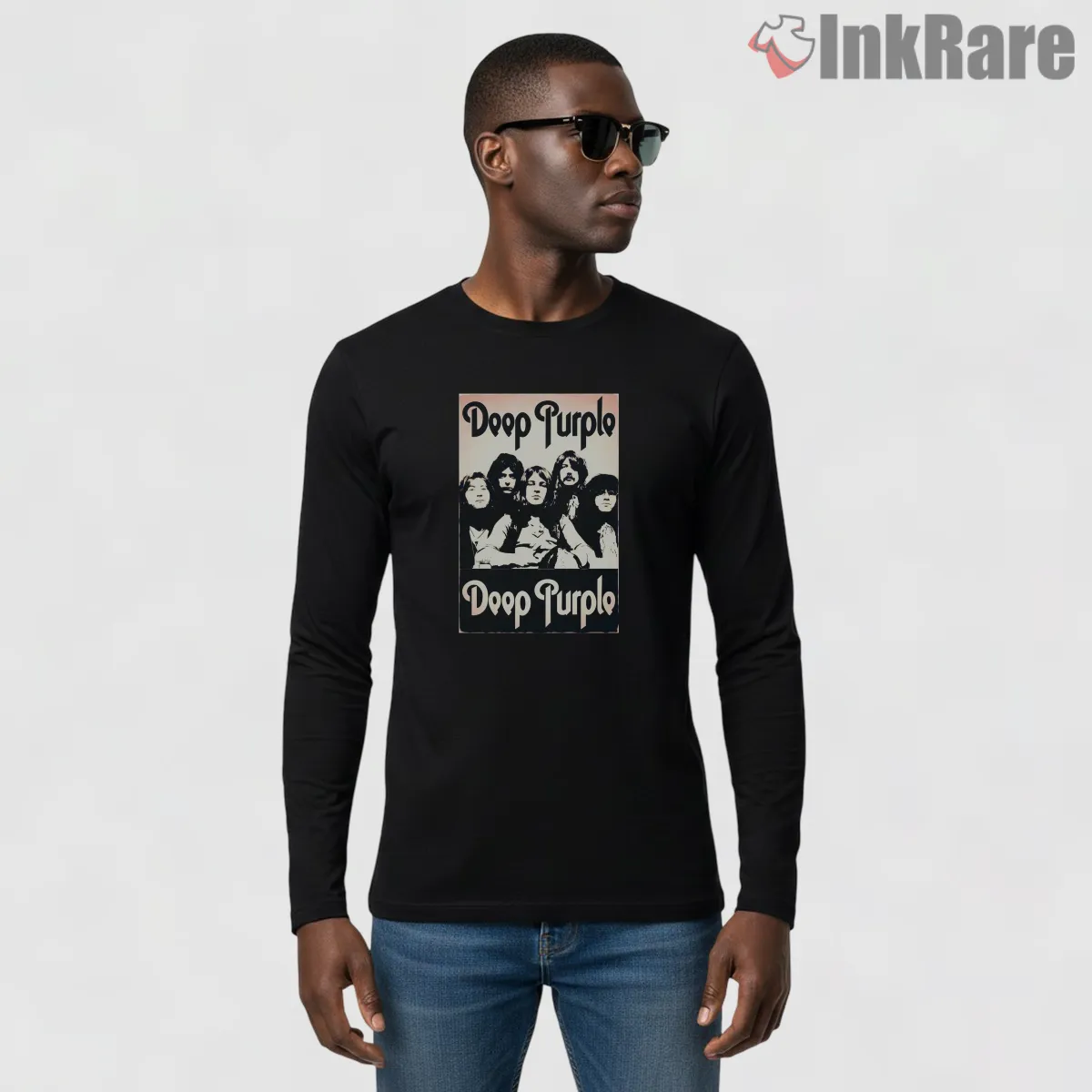 Deep Purple Classic Band Photo Long Sleeve Black Deep Purple Classic Band Photo Shirt on black long sleeve shirt for men graphic tee