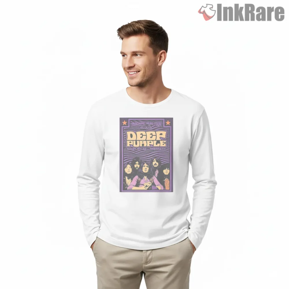 Deep Purple Machine Head Tour Poster Shirt on white long sleeve shirt for men graphic tee