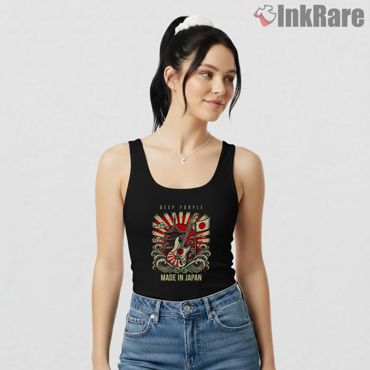 Deep Purple Made In Japan Rising Sun Tank Top Black Deep Purple Made In Japan Rising Sun Shirt on black tank top for women graphic tee