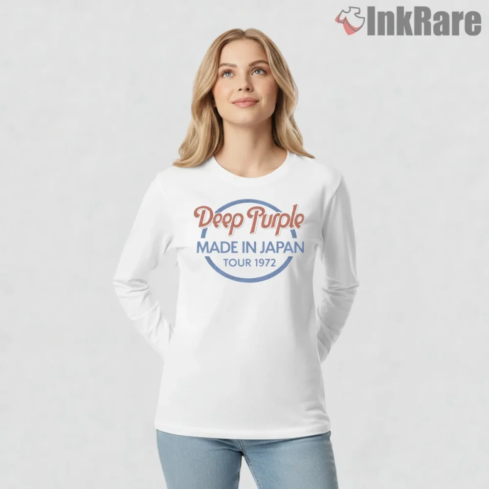 Deep Purple Made In Japan Tour 1972 Shirt on white long sleeve shirt for women graphic tee