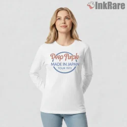 Deep Purple Made In Japan Tour 1972 Shirt on white long sleeve shirt for women graphic tee