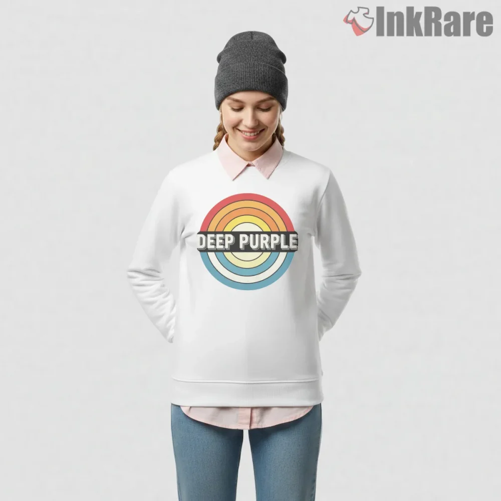 Deep Purple Retro Rainbow Circle Shirt on graphic shirt for women graphic tee