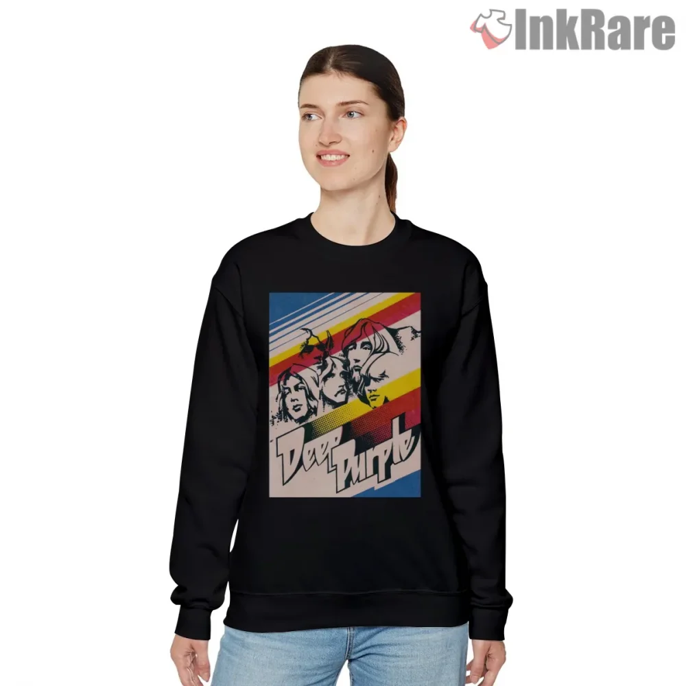 Deep Purple Seventies Stripe Portrait Shirt on graphic shirt for women graphic tee