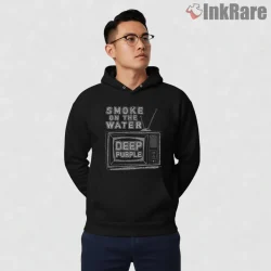 Deep Purple Smoke On The Water Retro Tv Shirt on black hoodie for men graphic tee