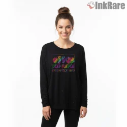 Deep Purple Stockholm 1970 Pop Art Shirt on black long sleeve shirt for women graphic tee
