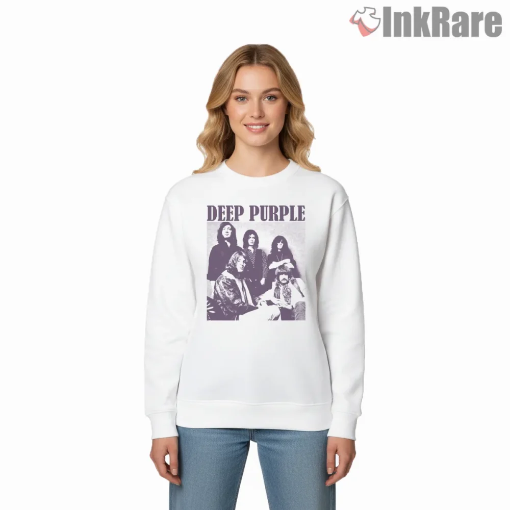 Deep Purple Vintage Halftone Band Portrait Shirt on graphic shirt for women graphic tee