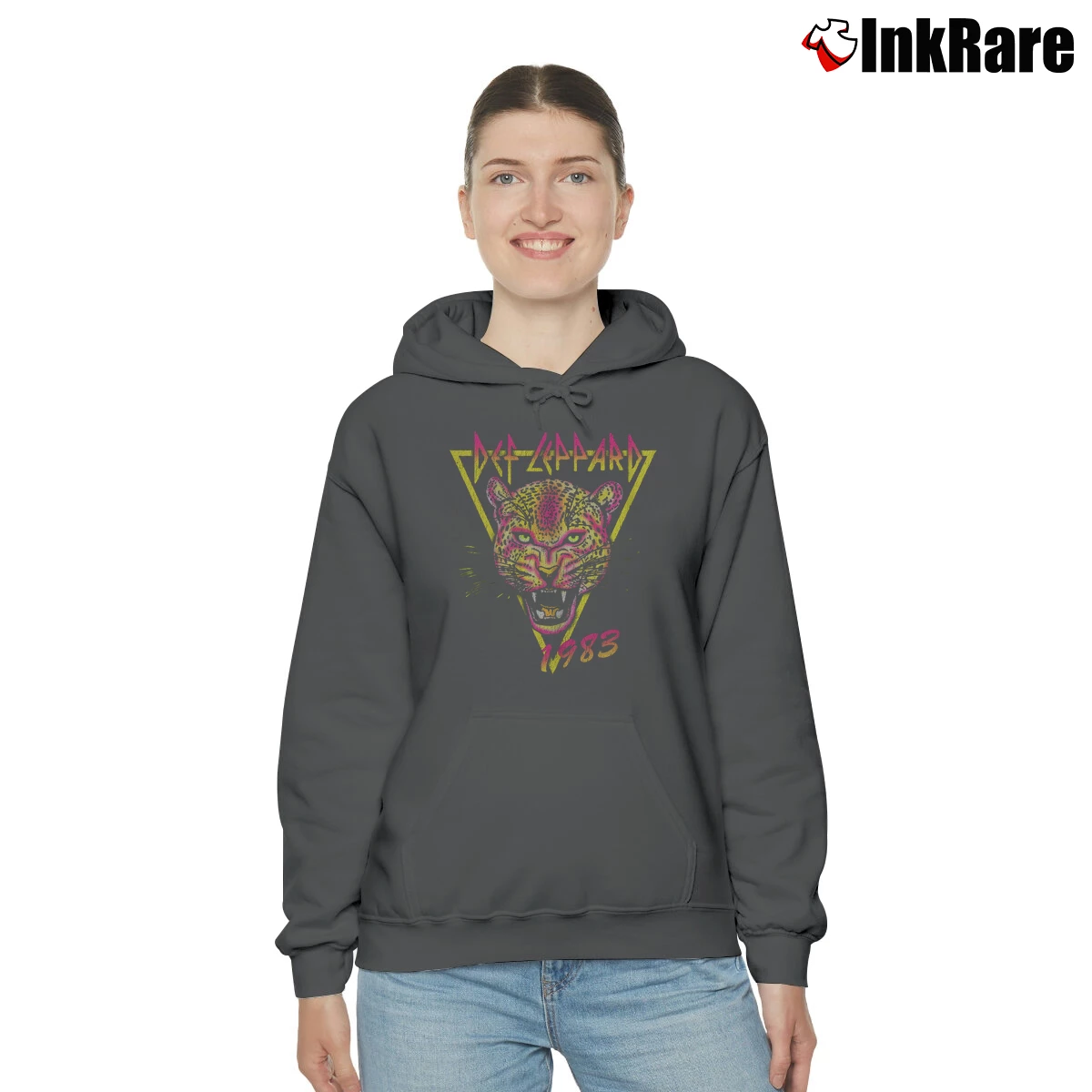 Def Leppard Neon Cat Rock Band 1980s Concert Style Women’s Cozy Hoodie in charcoal – Urban Chic Women’s Def Leppard Neon Cat Rock Band 1980s Concert Style Cozy Hoodie in charcoal | Warm, Structured, Stylish