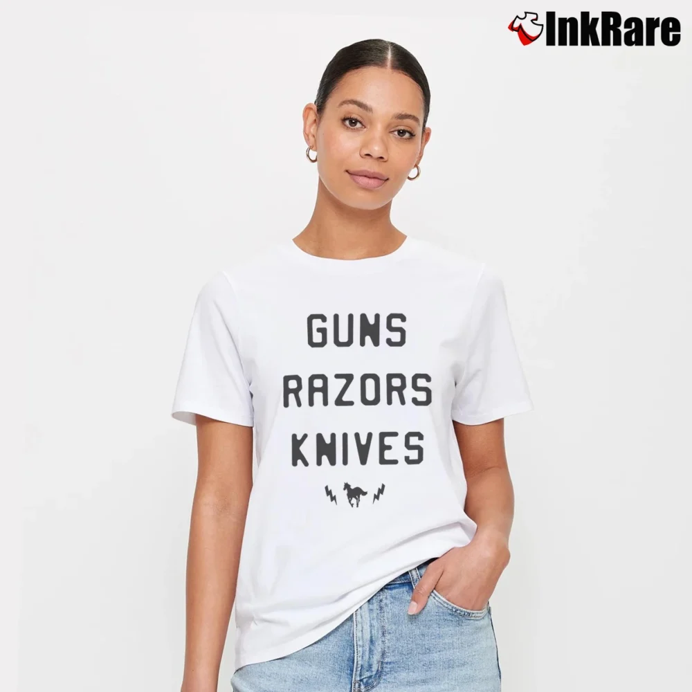 Women’s Deftones Guns Razors Knives T-Shirt in white | Soft, Flattering Fit