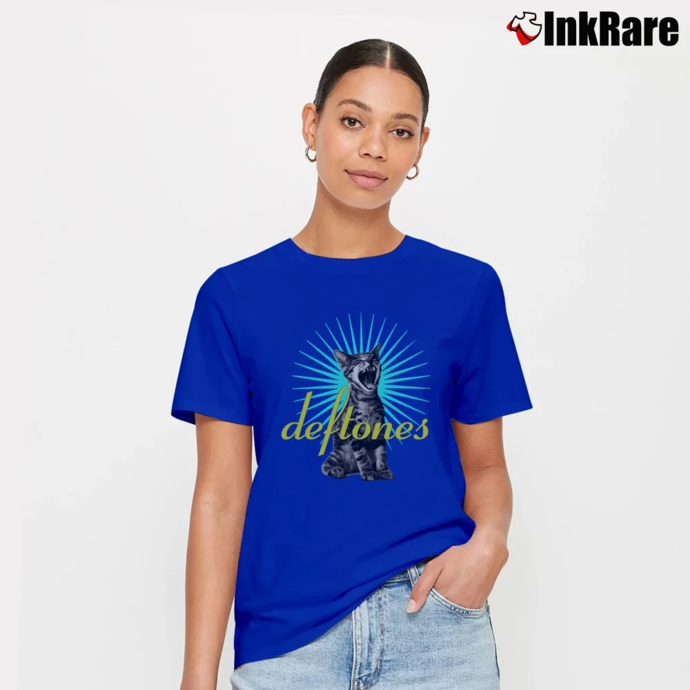 Women’s Deftones Screaming Cat Graphic Signature T-Shirt in royal blue | Soft, Flattering Fit