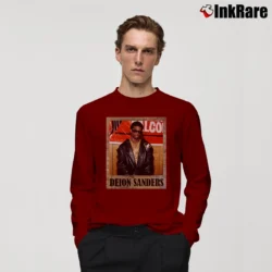 Men’s deion sanders vintage frame for Football and Baseball Fans Long-Sleeve Shirt in maroon | Sleek, Lightweight, Year-Round Wear