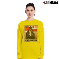 Women’s deion sanders vintage frame for Football and Baseball Fans Long-Sleeve Top in yellow | Sleek, Versatile, All-Season