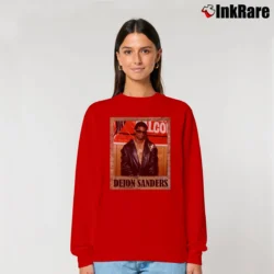 Women’s deion sanders vintage frame for Football and Baseball Fans Relaxed Sweatshirt in red | Soft, Laid-Back Vibe