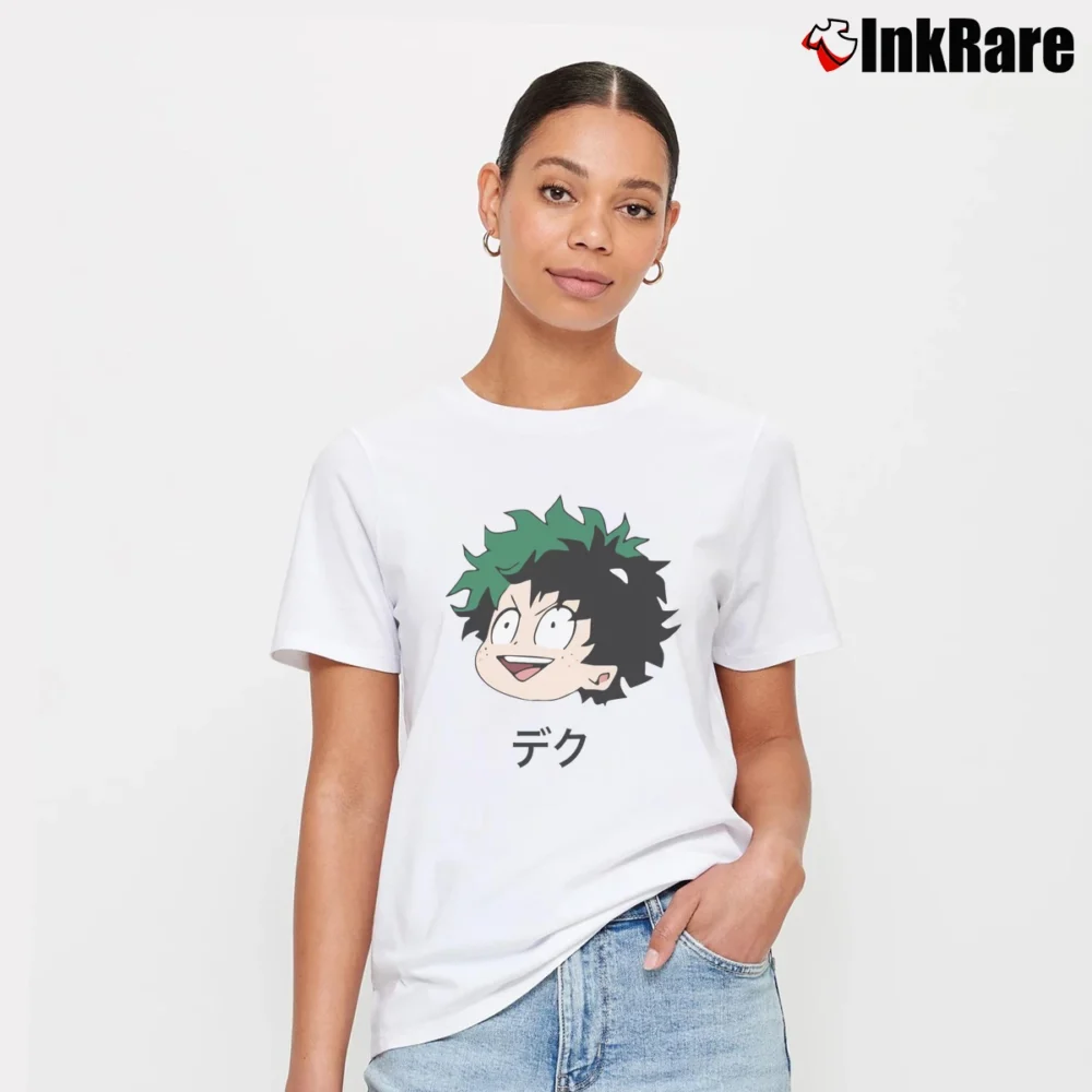 Women’s Deku Kanji My Hero Academia Signature T-Shirt in white | Soft, Flattering Fit