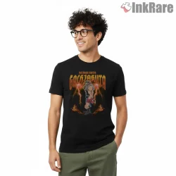 Delmon Lightning Aura Side Profile Anime Shirt on black short sleeve shirt for men graphic tee