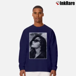 Men’s Demi Lovato Cute Fan Long-Sleeve Shirt in navy | Sleek, Lightweight, Year-Round Wear