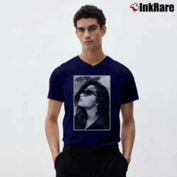 Men’s Demi Lovato Cute Fan V-Neck Tee in navy | Sharp, Breathable, Everyday Staple