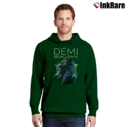 Men’s Demi Lovato Neon Lights Tour Pullover Hoodie in forest green | Cozy, Durable, Modern Fit
