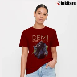 Women’s Demi Lovato Neon Lights Tour Signature T-Shirt in maroon | Soft, Flattering Fit