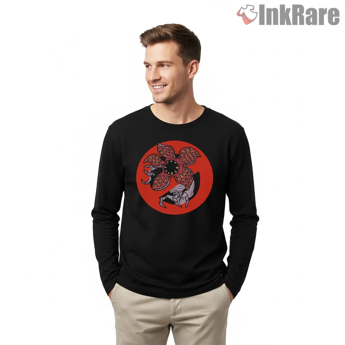 Demobusters Retro Monster Hunting Squad Long Sleeve Black Demobusters Retro Monster Hunting Squad Shirt on black long sleeve shirt for men graphic tee
