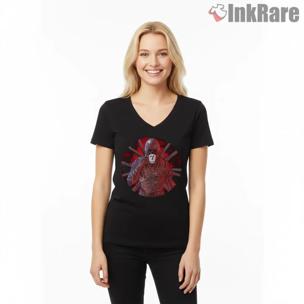 Demogorgon Number One Horror Villain Portrait Shirt on black v-neck shirt for women graphic tee