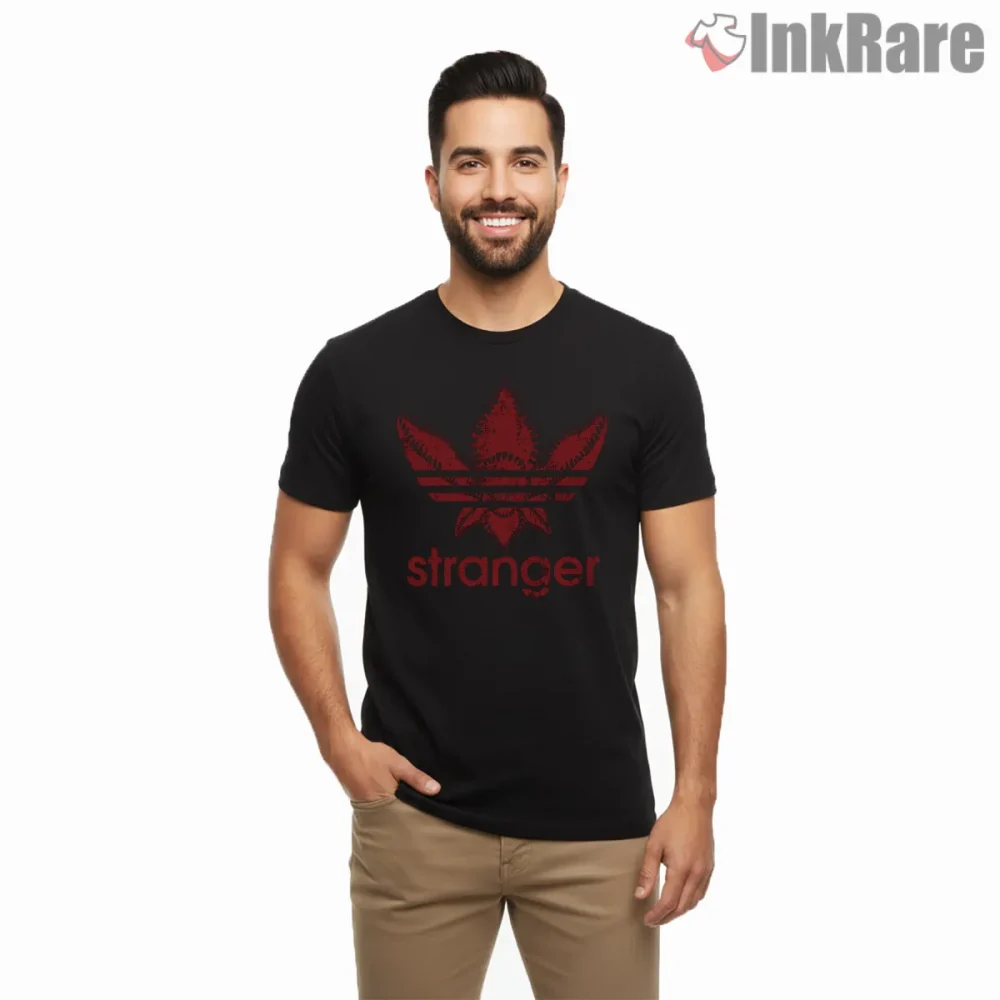Demogorgon Streetwear Logo Parody Horror Shirt on black short sleeve shirt for men graphic tee