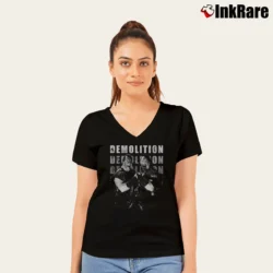 Women’s Demolition WWE for Pro Wrestling Fans V-Neck Tee in black | Chic Neckline, Soft Texture