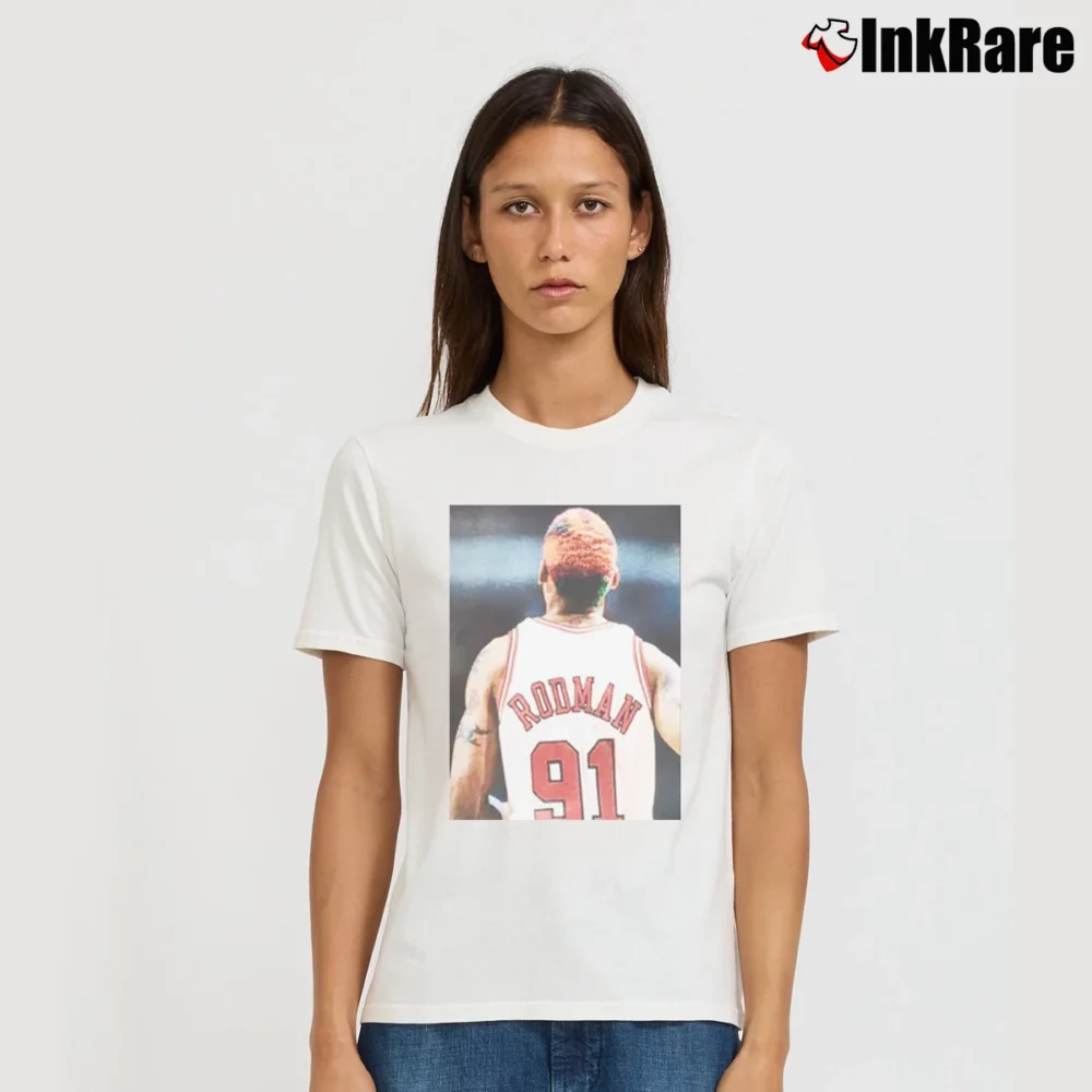 Women’s Dennis Rodman Mitchell And Ness Signature T-Shirt in white | Soft, Flattering Fit