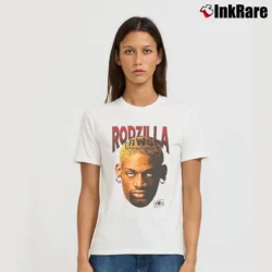 Women’s Dennis Rodman Rodzilla WCW Wrestling Satire Signature T-Shirt in white | Soft, Flattering Fit