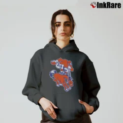 Women’s Denver Broncos 80s Mascot Logo NFL Football Cozy Hoodie in charcoal | Warm, Structured, Stylish
