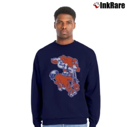 Men’s Denver Broncos 80s Mascot Logo NFL Football Crewneck Sweatshirt in navy | Cozy Fabric, Clean Style