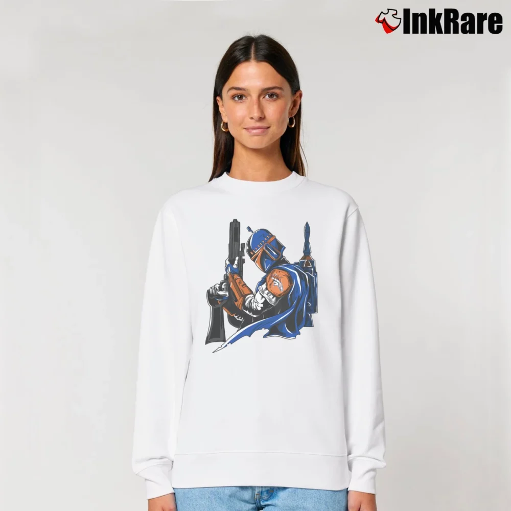 Women’s Denver Broncos Boba Fett Star Wars Football Relaxed Sweatshirt in white | Soft, Laid-Back Vibe