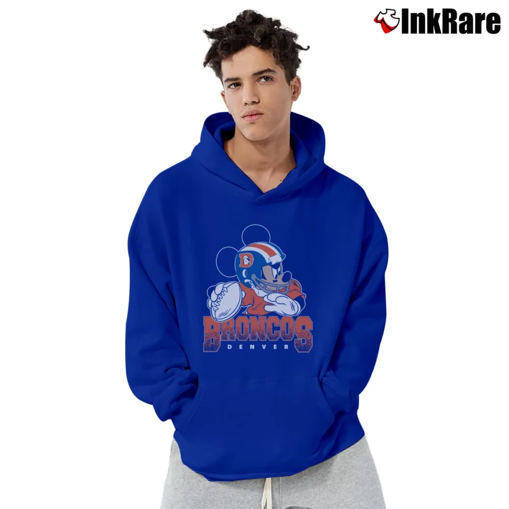 Men’s Denver Broncos Disney Mickey Mouse Pullover Hoodie in royal blue | Cozy, Durable, Modern Fit