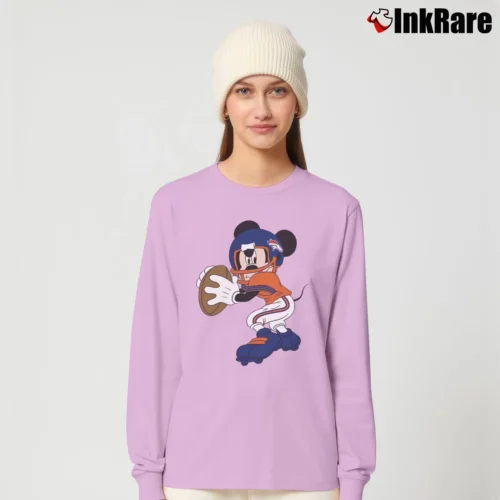Denver Broncos Football Mickey Mouse Disney Women’s Long-Sleeve Top in light pink – Effortless Layer Women’s Denver Broncos Football Mickey Mouse Disney Long-Sleeve Top in light pink | Sleek, Versatile, All-Season
