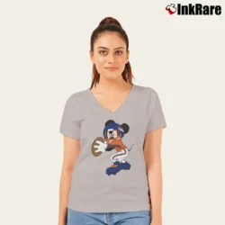 Women’s Denver Broncos Football Mickey Mouse Disney V-Neck Tee in sport grey | Chic Neckline, Soft Texture