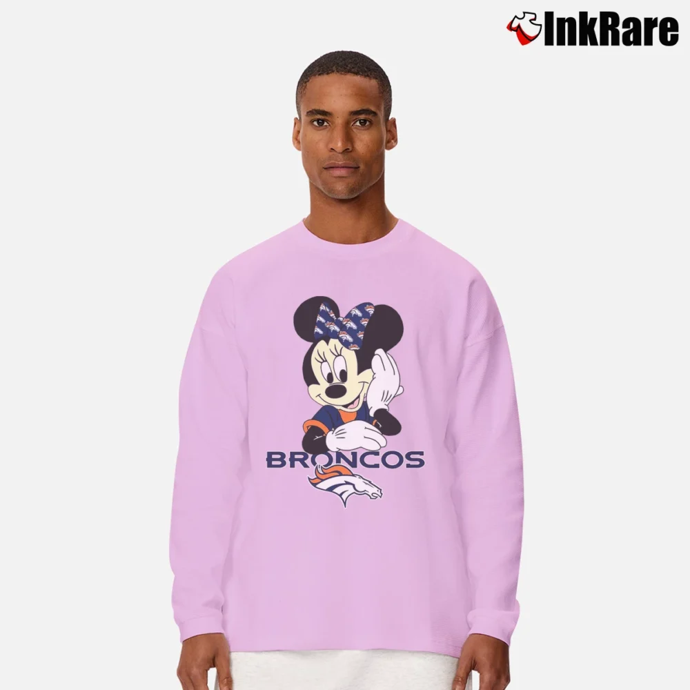 Men’s Denver Broncos Football Team Mickey Mouse Disney Long-Sleeve Shirt in light pink | Sleek, Lightweight, Year-Round Wear