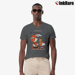 Men’s Denver Broncos Snoopy Charlie Brown Woodstock V-Neck Tee in charcoal | Sharp, Breathable, Everyday Staple