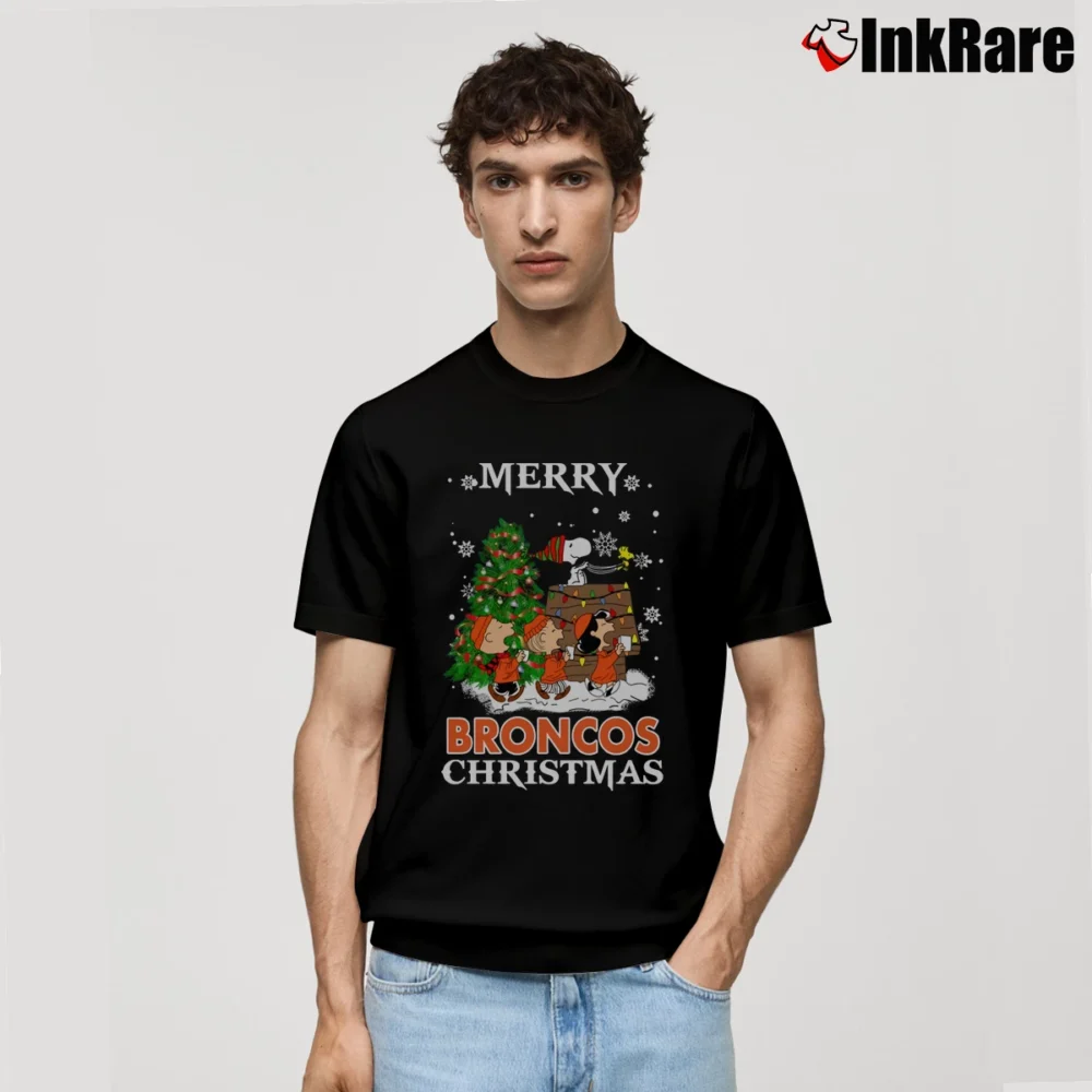 Men’s Denver Broncos Snoopy Christmas Ugly Classic T-Shirt in black | Soft, Breathable Everyday Wear