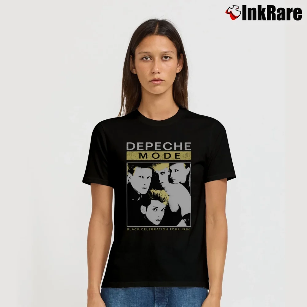 Women’s Depeche Mode Black Celebration Tour Signature T-Shirt in black | Soft, Flattering Fit