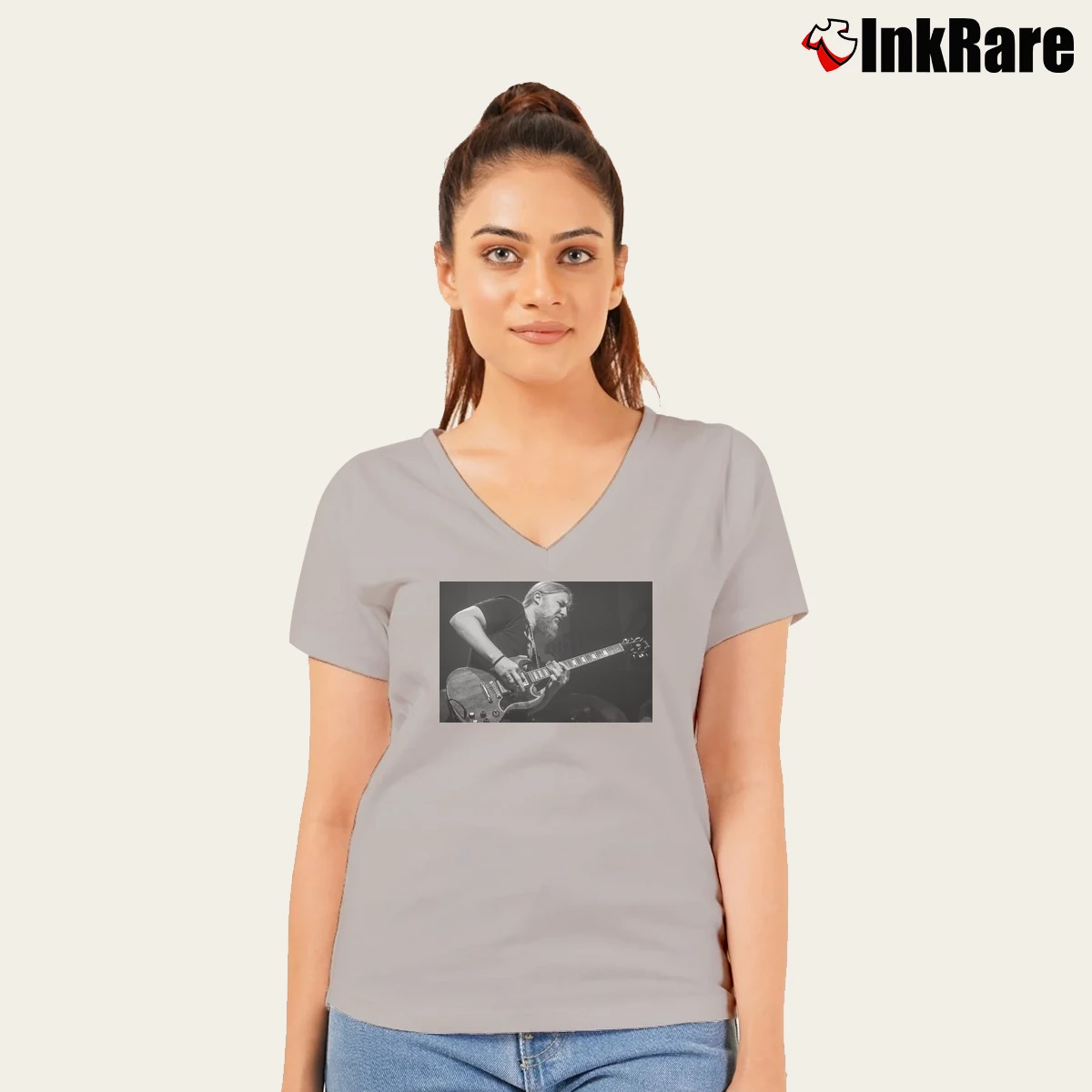 Women’s Derek Trucks Classic Tour V-Neck Tee in sport grey | Chic Neckline, Soft Texture